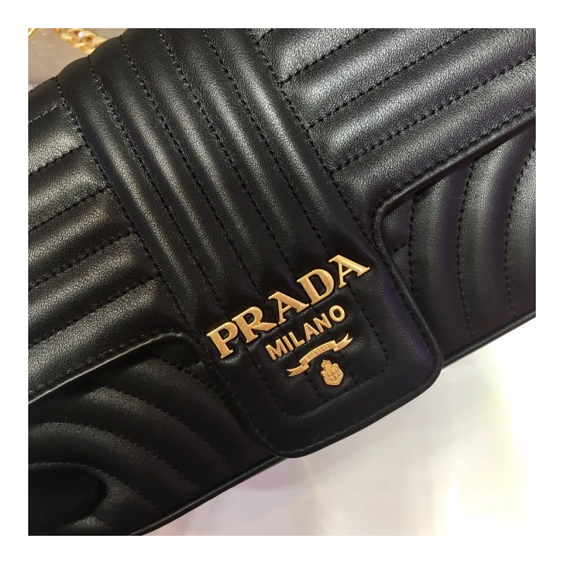 Prada Diagramme Medium Leather Bag 1BD108 Gold Hardware