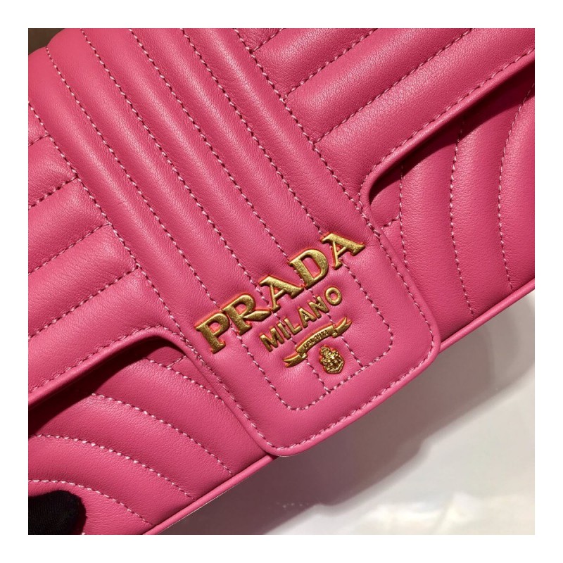 Prada Diagramme Medium Leather Bag 1BD108 Gold Hardware