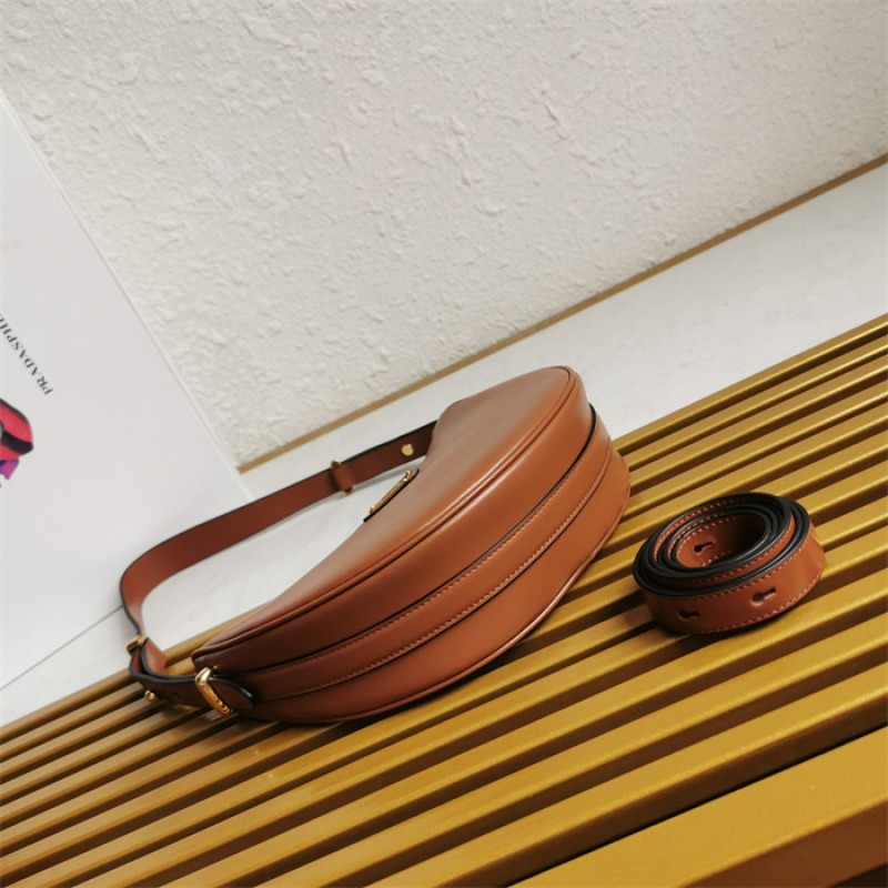 Prada Arqué leather shoulder bag  1BC194 Cognac