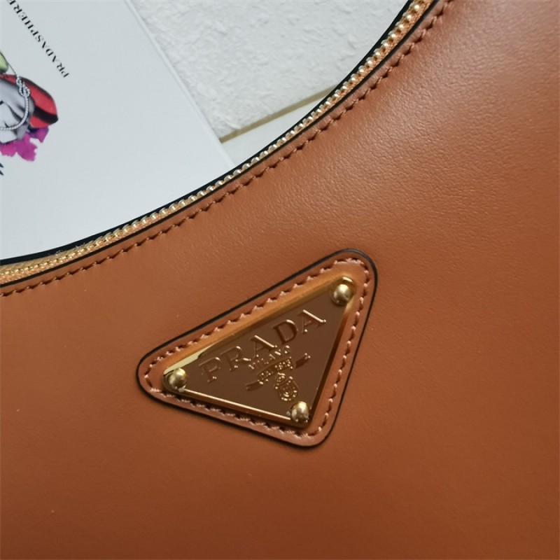 Prada Arqué leather shoulder bag  1BC194 Cognac