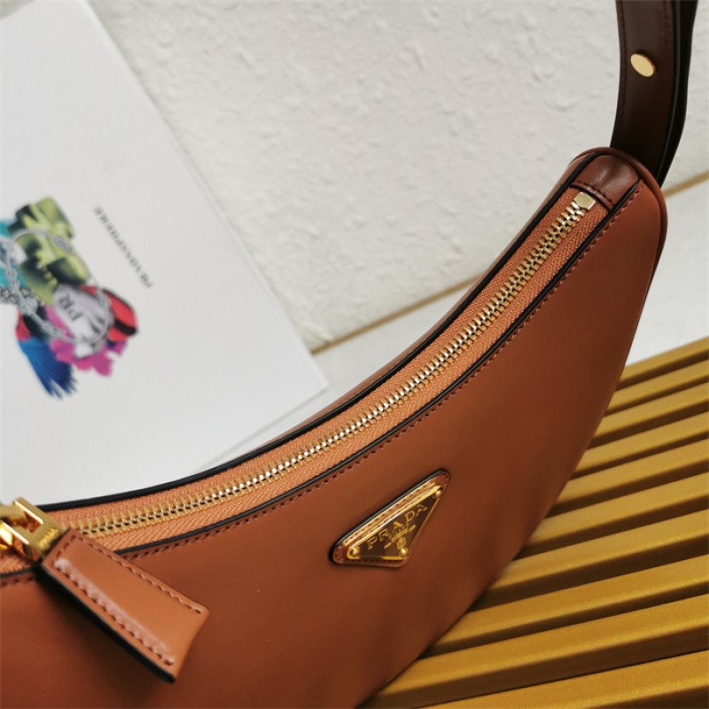 Prada Arqué leather shoulder bag  1BC194 Cognac