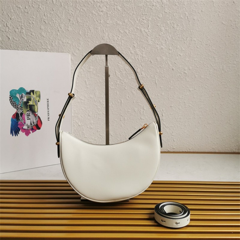 Prada Arqué leather shoulder bag 1BC194 White