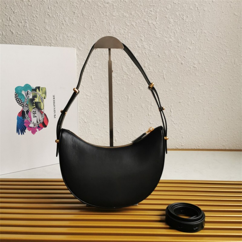 Prada Arqué leather shoulder bag 1BC194 Black