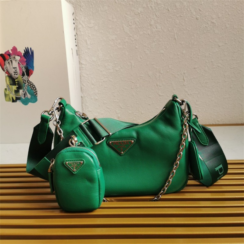Padded nappa-leather Prada Re-Edition 2005 shoulder bag 1BH204 Green