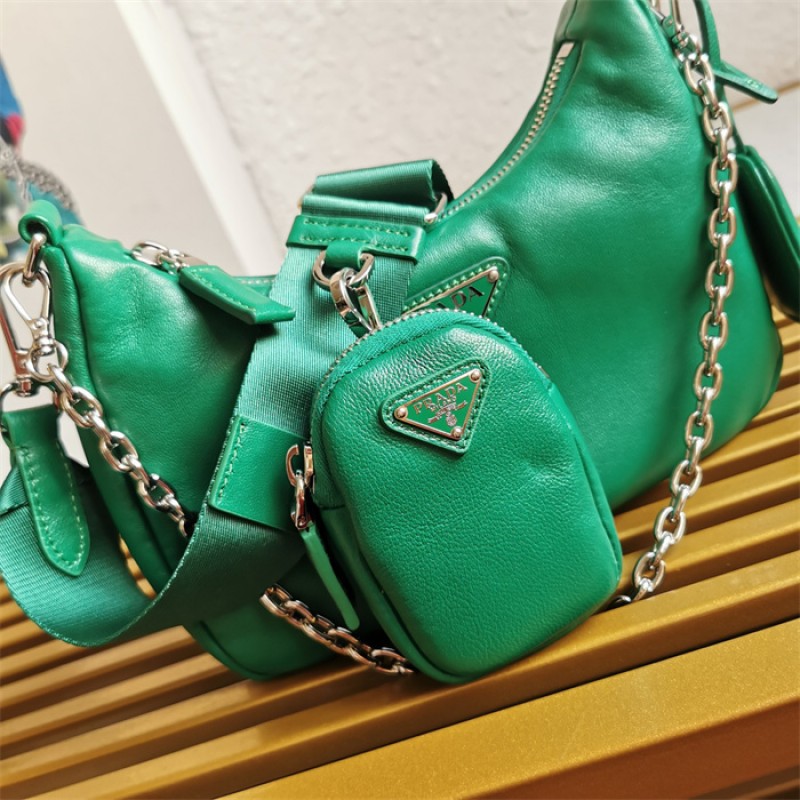 Padded nappa-leather Prada Re-Edition 2005 shoulder bag 1BH204 Green