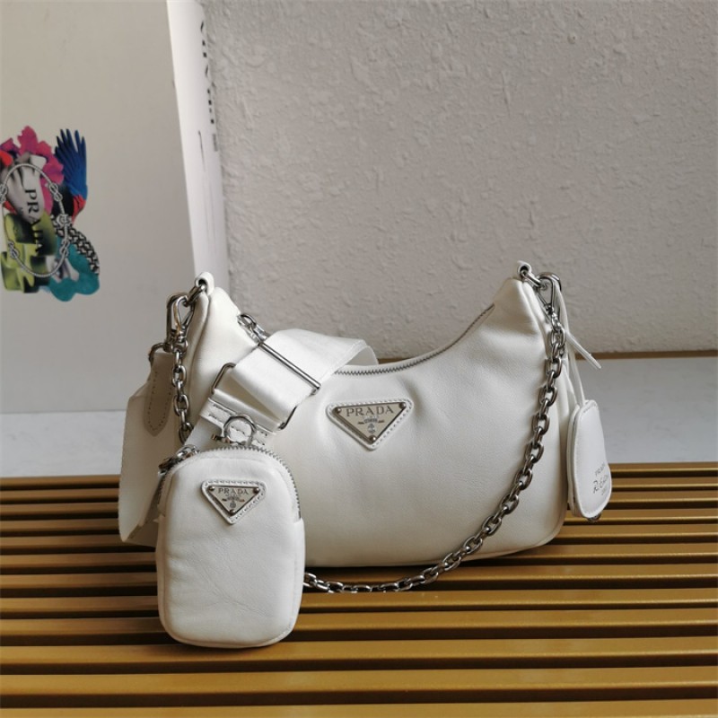 Padded nappa-leather Prada Re-Edition 2005 shoulder bag 1BH204 White