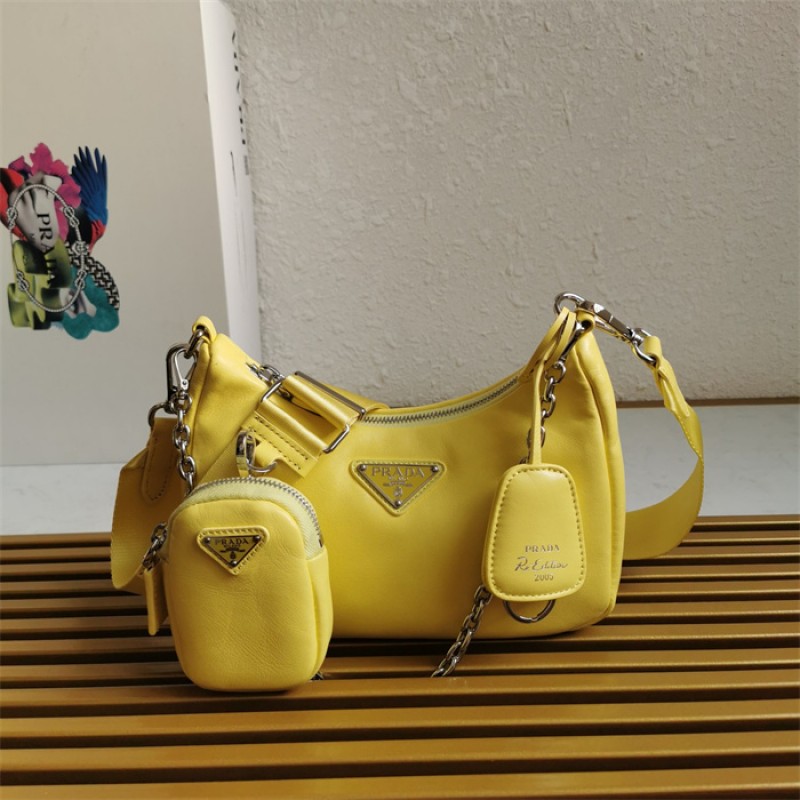Padded nappa-leather Prada Re-Edition 2005 shoulder bag 1BH204 Yellow