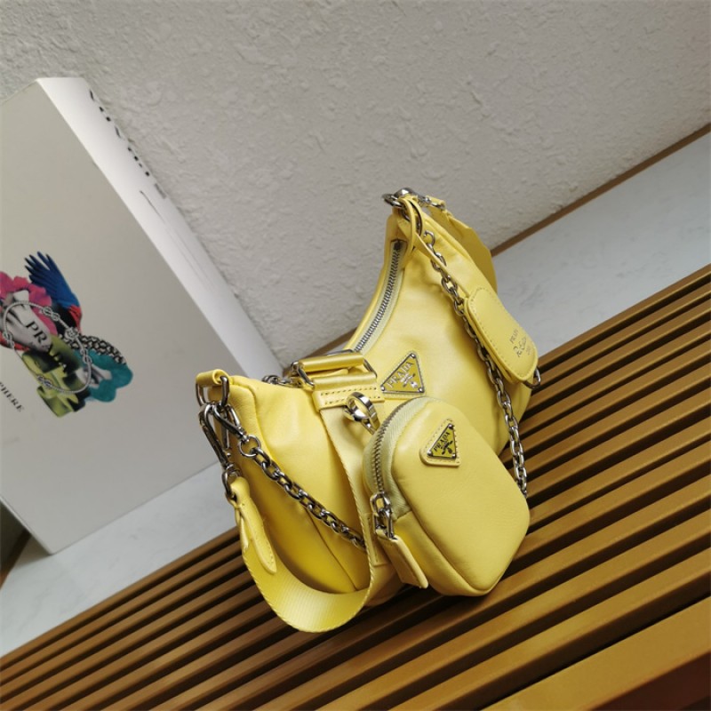 Padded nappa-leather Prada Re-Edition 2005 shoulder bag 1BH204 Yellow