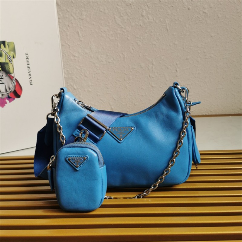 Padded nappa-leather Prada Re-Edition 2005 shoulder bag 1BH204 Blue