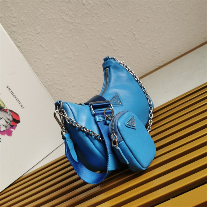 Padded nappa-leather Prada Re-Edition 2005 shoulder bag 1BH204 Blue