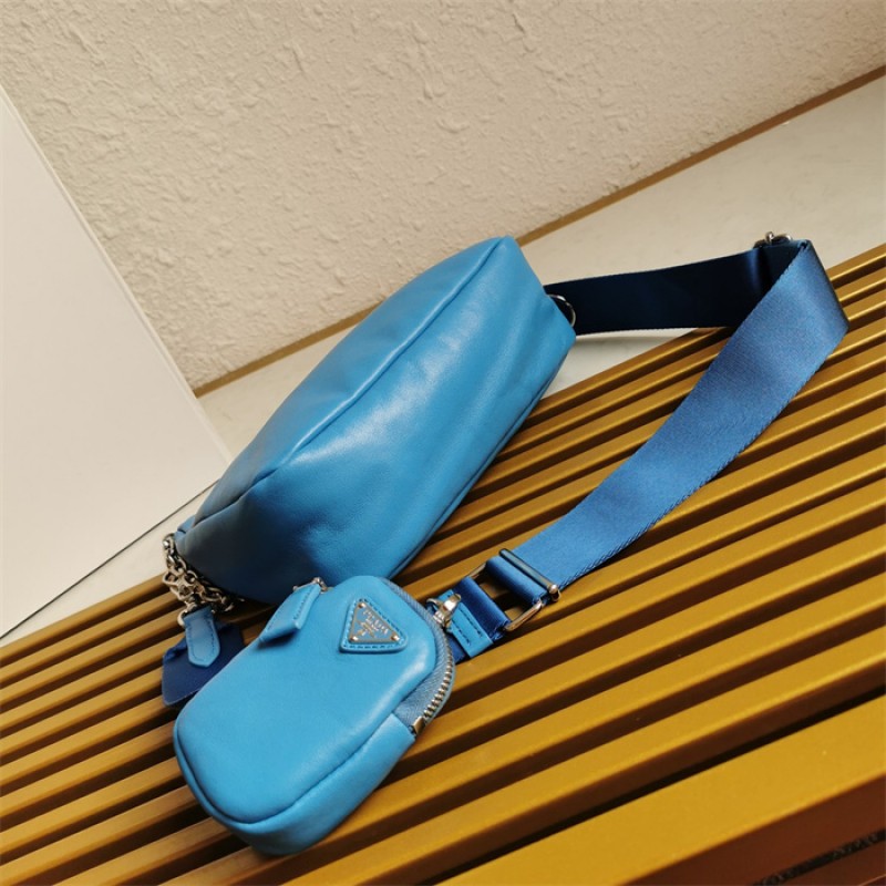 Padded nappa-leather Prada Re-Edition 2005 shoulder bag 1BH204 Blue