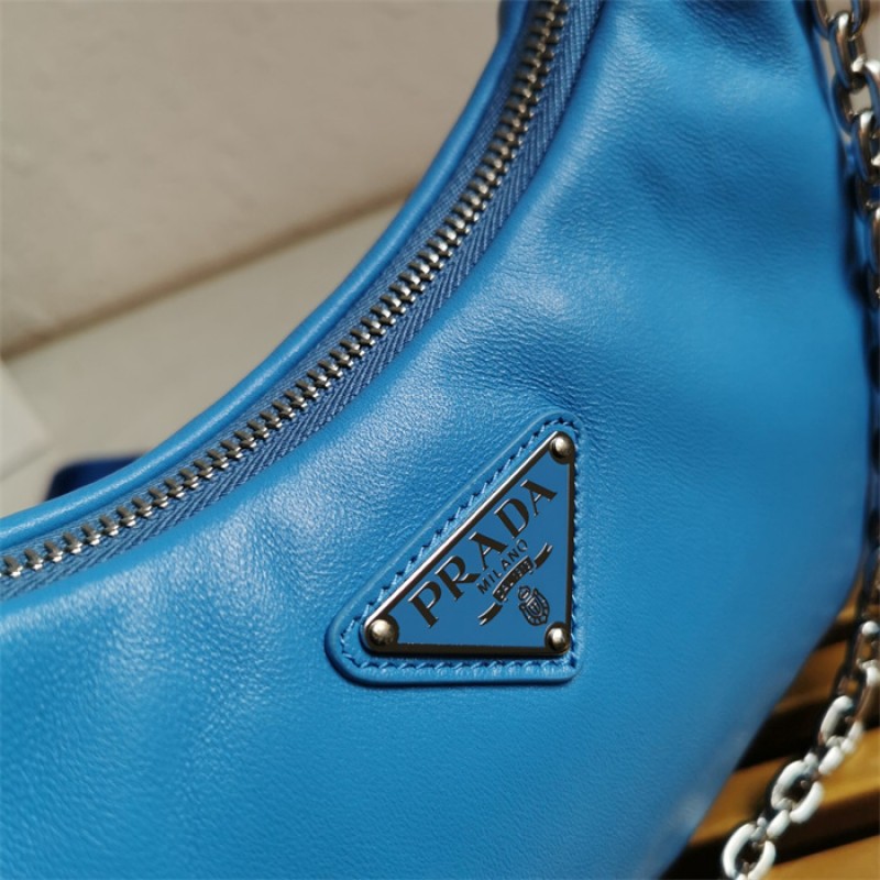 Padded nappa-leather Prada Re-Edition 2005 shoulder bag 1BH204 Blue