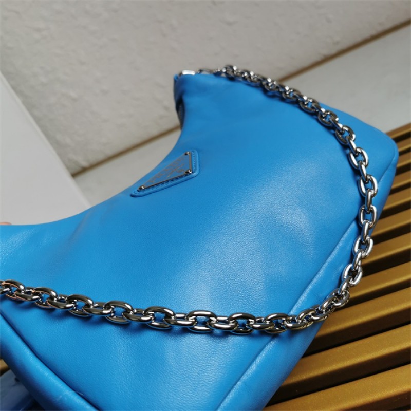 Padded nappa-leather Prada Re-Edition 2005 shoulder bag 1BH204 Blue