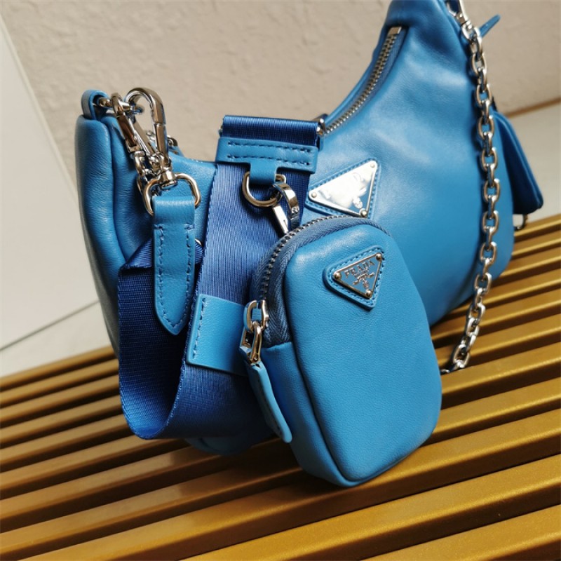 Padded nappa-leather Prada Re-Edition 2005 shoulder bag 1BH204 Blue