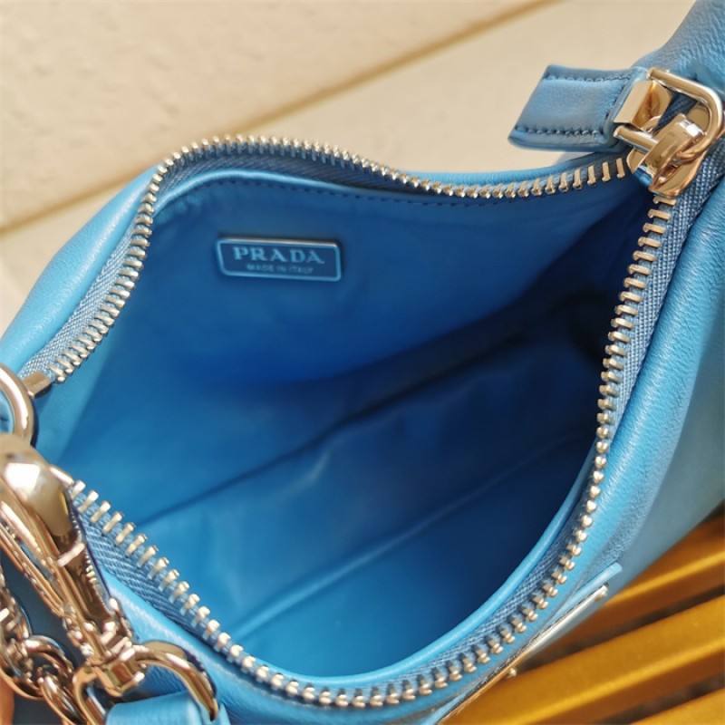 Padded nappa-leather Prada Re-Edition 2005 shoulder bag 1BH204 Blue