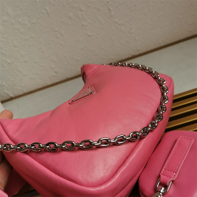 Padded nappa-leather Prada Re-Edition 2005 shoulder bag 1BH204 Pink