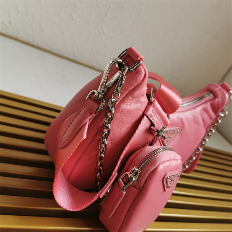 Padded nappa-leather Prada Re-Edition 2005 shoulder bag 1BH204 Pink