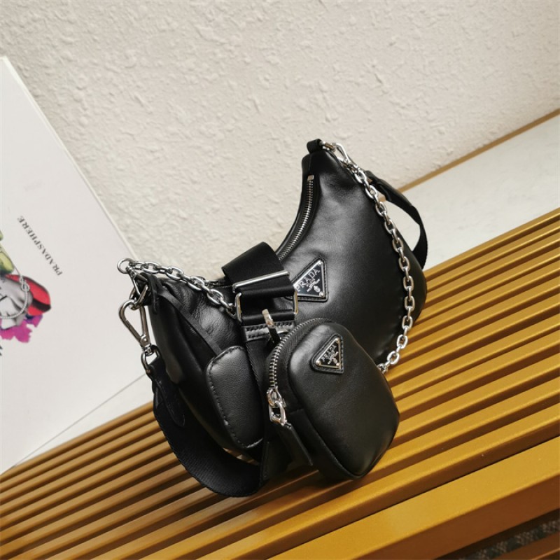 Padded nappa-leather Prada Re-Edition 2005 shoulder bag 1BH204 Black