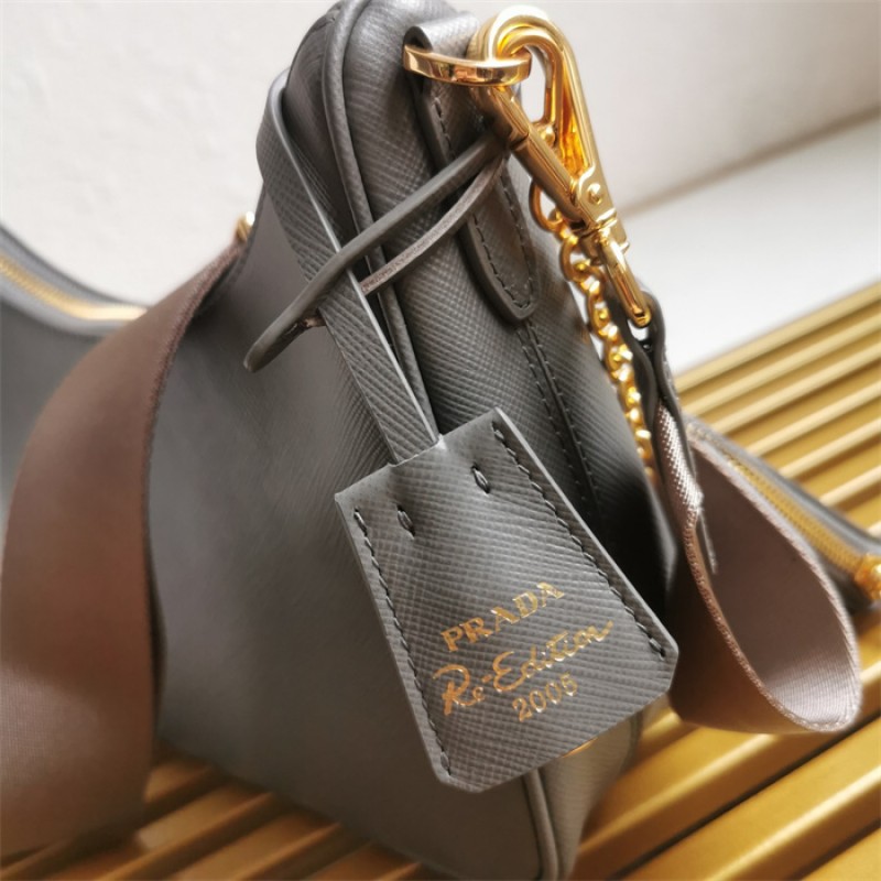 Prada Re-Edition 2005 Saffiano leather bag 1BH204 Grey