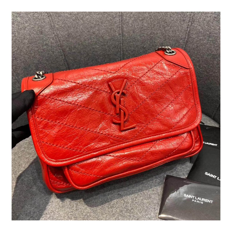 YSL Saint Laurent Niki Baby In Crinkled Vintage Leather 533037