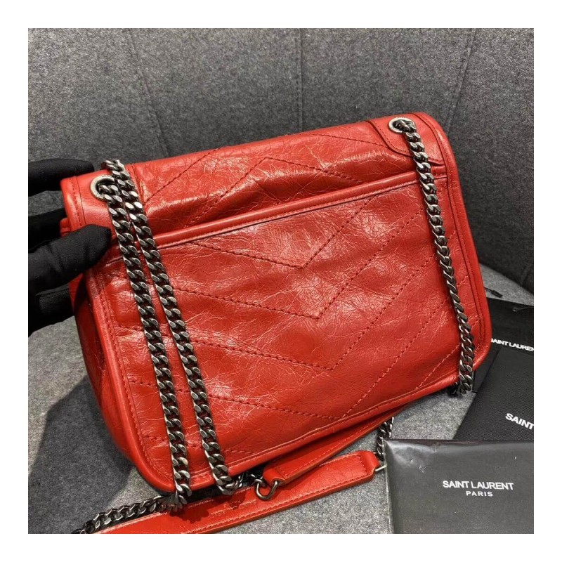 YSL Saint Laurent Niki Baby In Crinkled Vintage Leather 533037