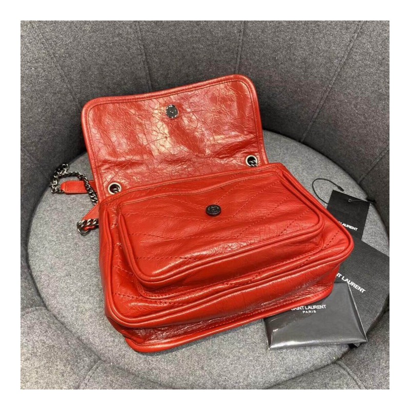 YSL Saint Laurent Niki Baby In Crinkled Vintage Leather 533037