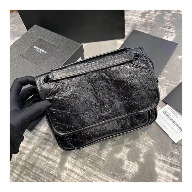 YSL Saint Laurent Niki Baby In Crinkled Vintage Leather 533037