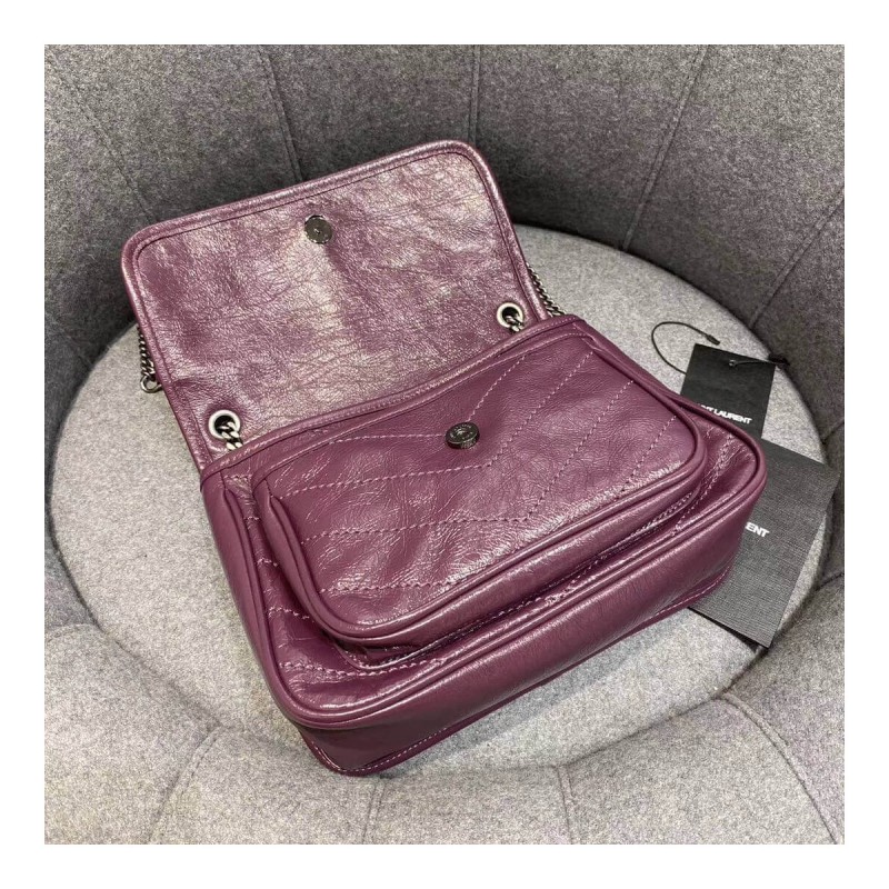 YSL Saint Laurent Niki Baby In Crinkled Vintage Leather 533037