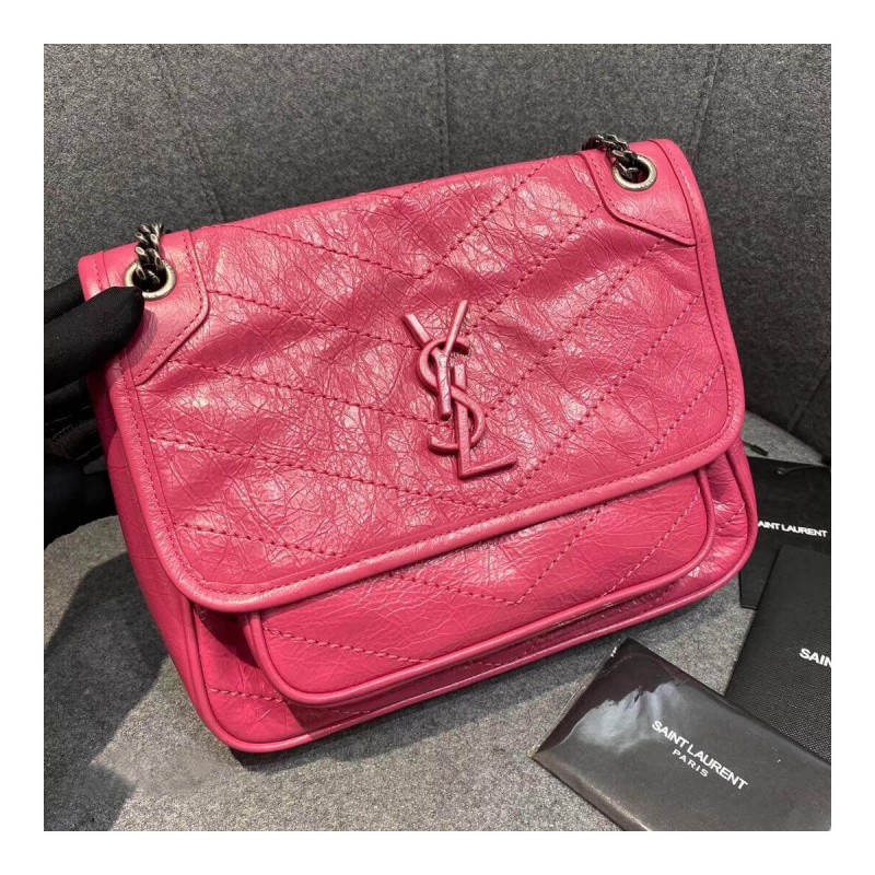 YSL Saint Laurent Niki Baby In Crinkled Vintage Leather 533037