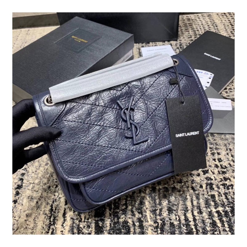 YSL Saint Laurent Niki Baby In Crinkled Vintage Leather 533037