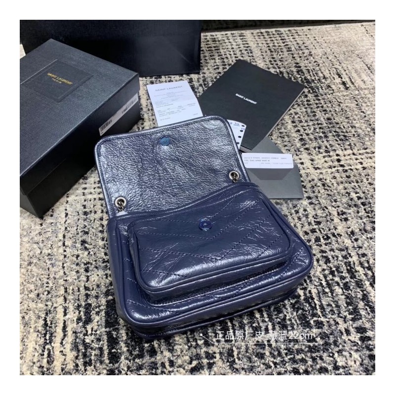 YSL Saint Laurent Niki Baby In Crinkled Vintage Leather 533037