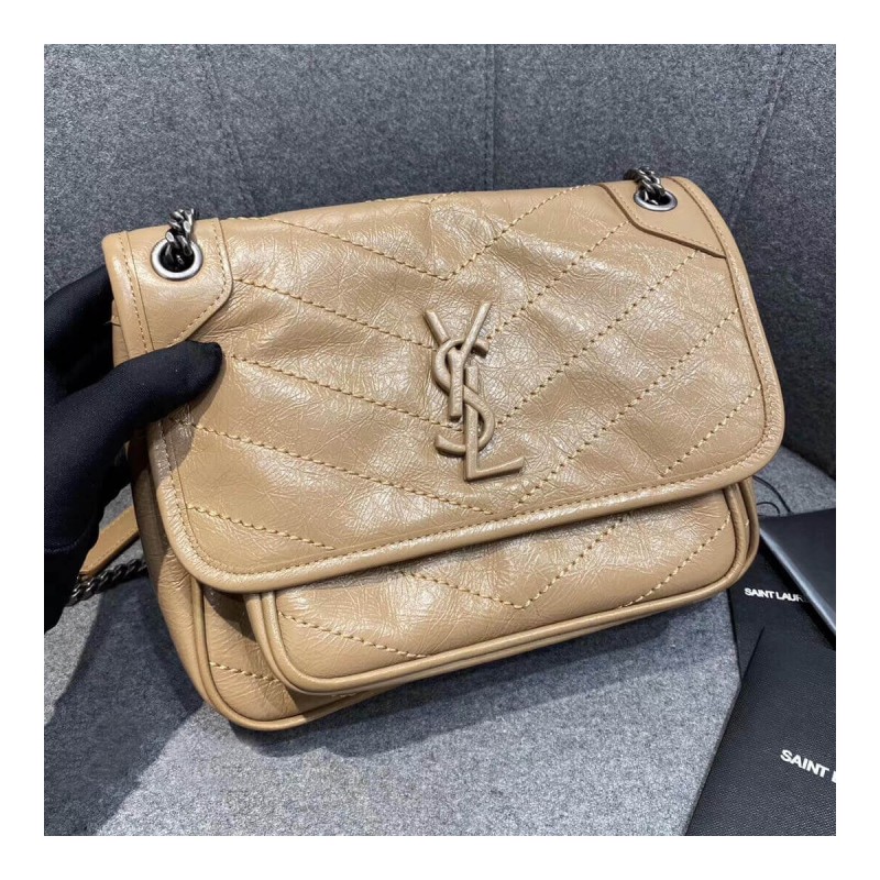 YSL Saint Laurent Niki Baby In Crinkled Vintage Leather 533037