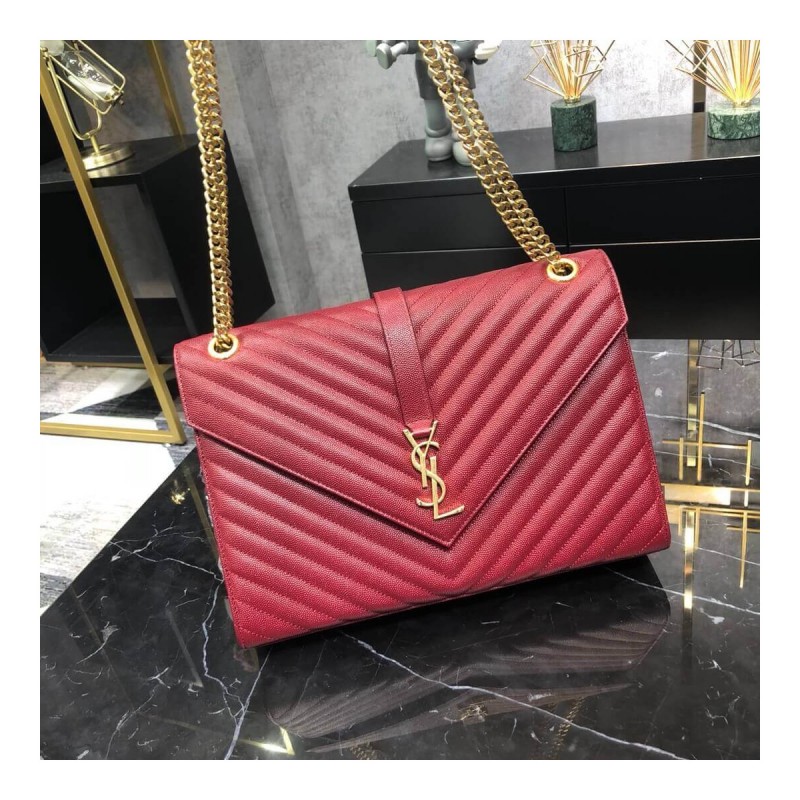 Saint Laurent Grain Leather Large Envelope Chain Bag 396910