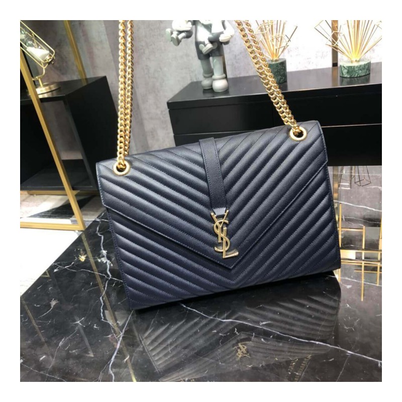 Saint Laurent Grain Leather Large Envelope Chain Bag 396910