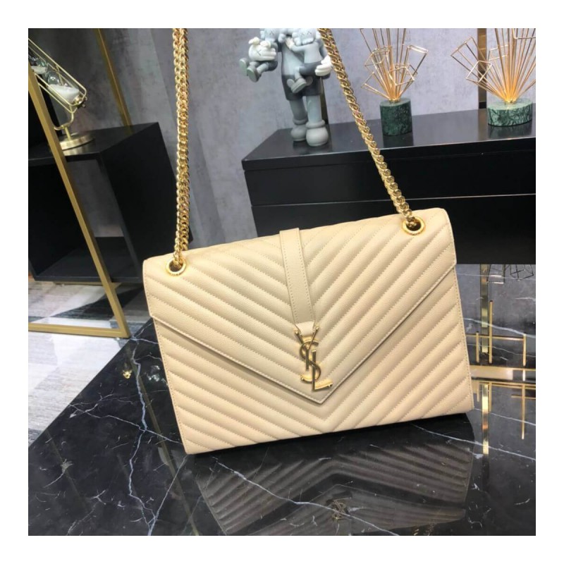 Saint Laurent Grain Leather Large Envelope Chain Bag 396910