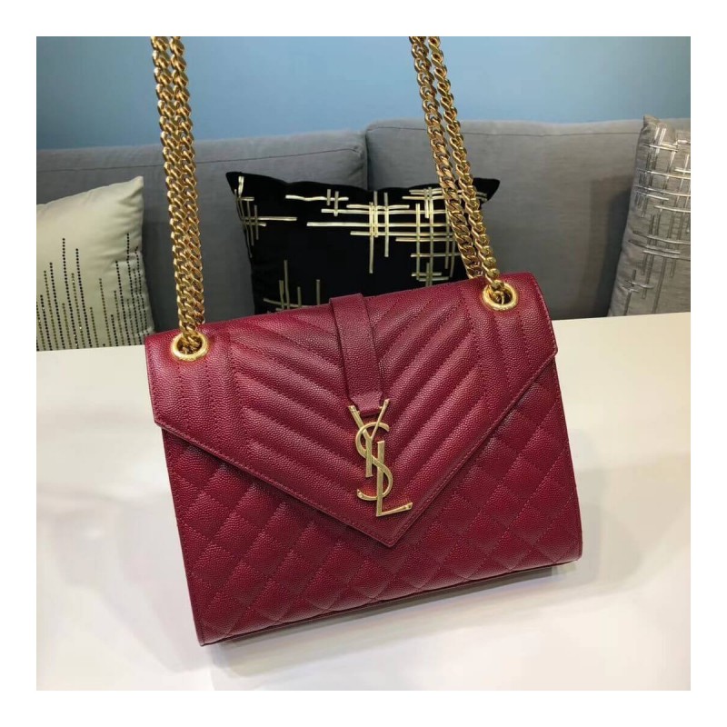 Saint Laurent Grain Leather Envelope Medium Bag 487206