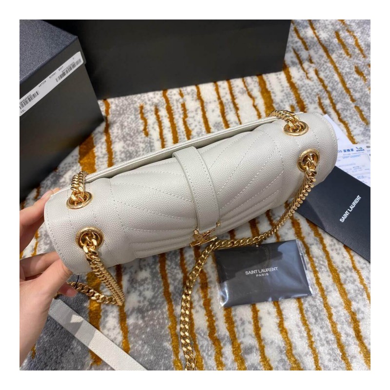 Saint Laurent Grain Leather Envelope Medium Bag 487206 White