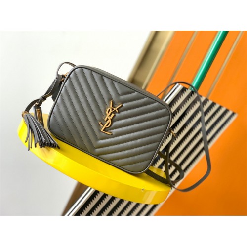 Saint Laurent YSL Lou Camera Bag in Quilted Leather Grey