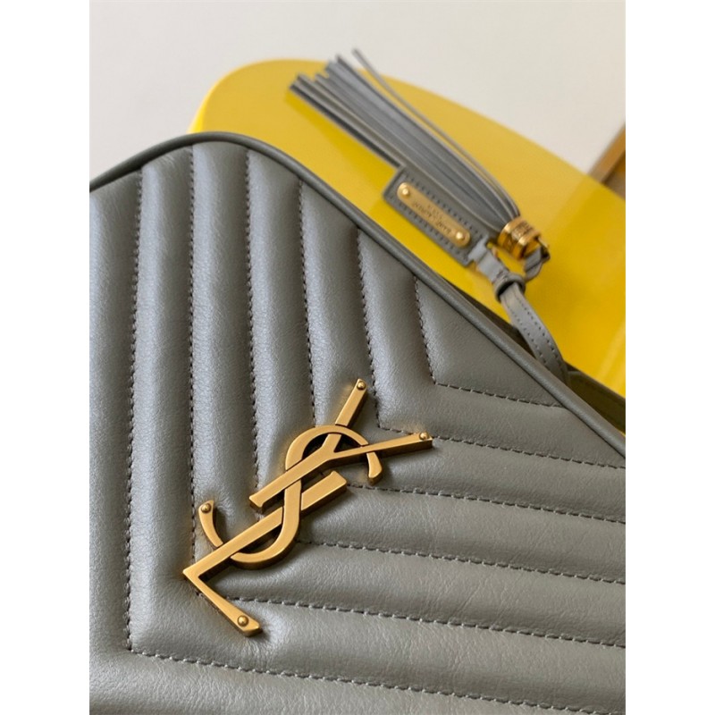Saint Laurent YSL Lou Camera Bag in Quilted Leather Grey