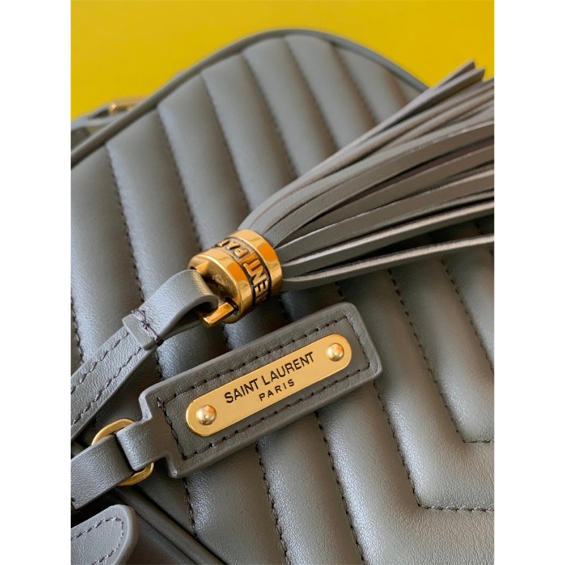 Saint Laurent YSL Lou Camera Bag in Quilted Leather Grey