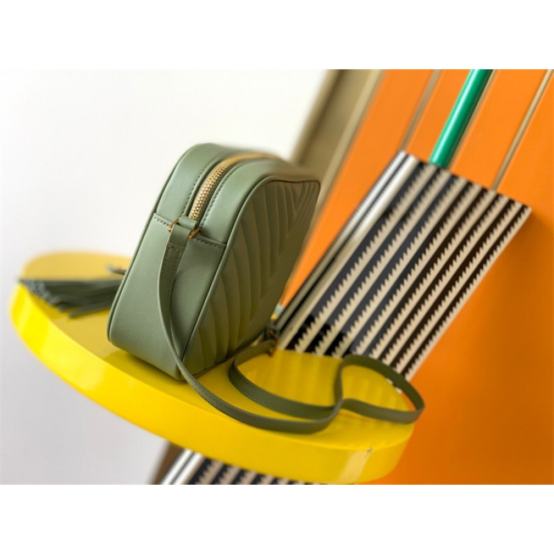 Saint Laurent YSL Lou Camera Bag in Quilted Leather Green