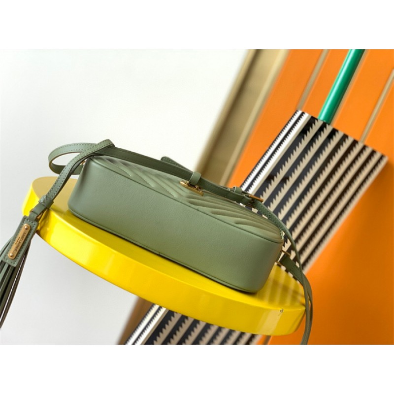 Saint Laurent YSL Lou Camera Bag in Quilted Leather Green