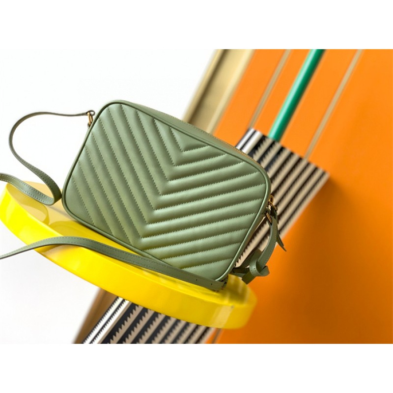 Saint Laurent YSL Lou Camera Bag in Quilted Leather Green