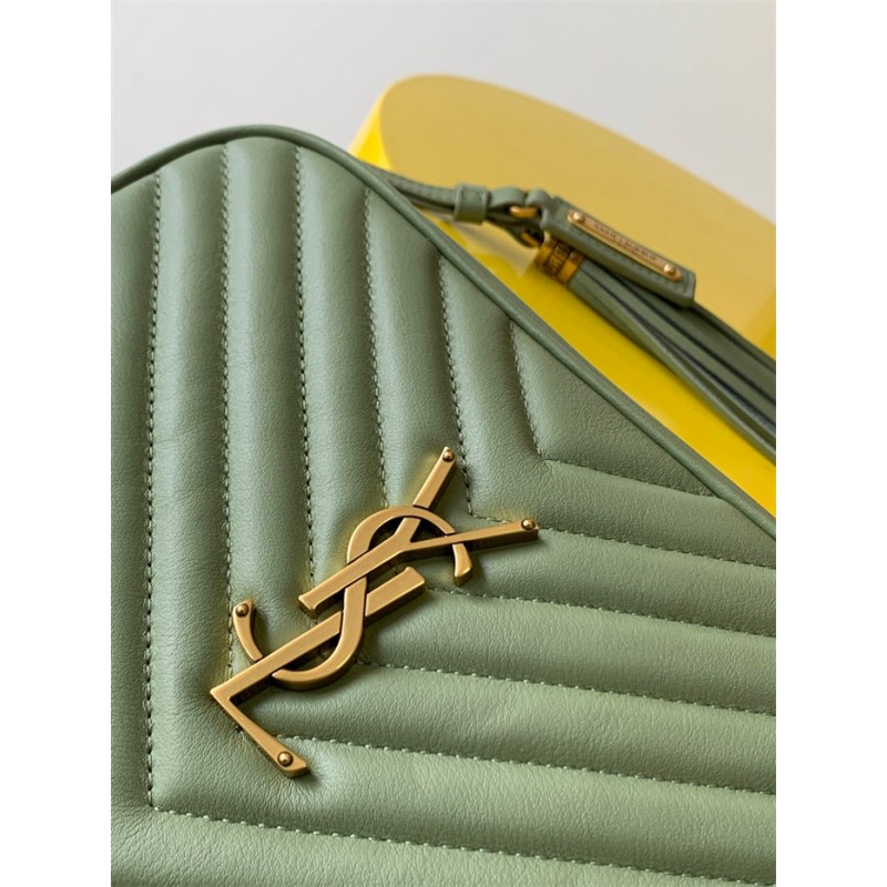 Saint Laurent YSL Lou Camera Bag in Quilted Leather Green