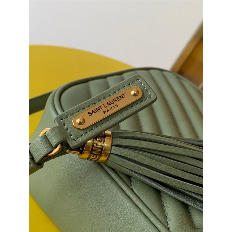 Saint Laurent YSL Lou Camera Bag in Quilted Leather Green