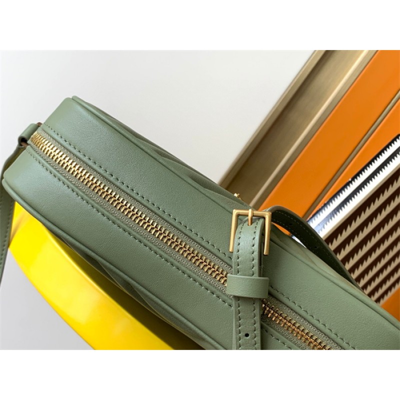 Saint Laurent YSL Lou Camera Bag in Quilted Leather Green