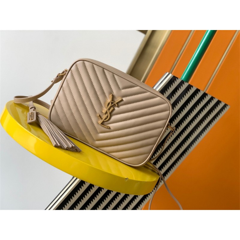 Saint Laurent YSL Lou Camera Bag in Quilted Leather Beige