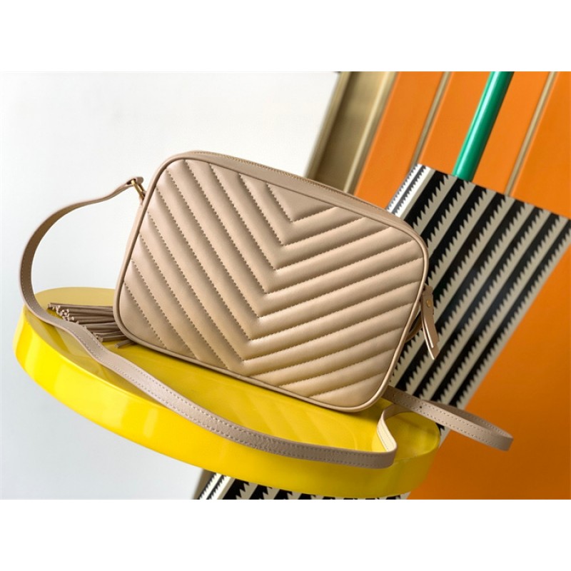 Saint Laurent YSL Lou Camera Bag in Quilted Leather Beige