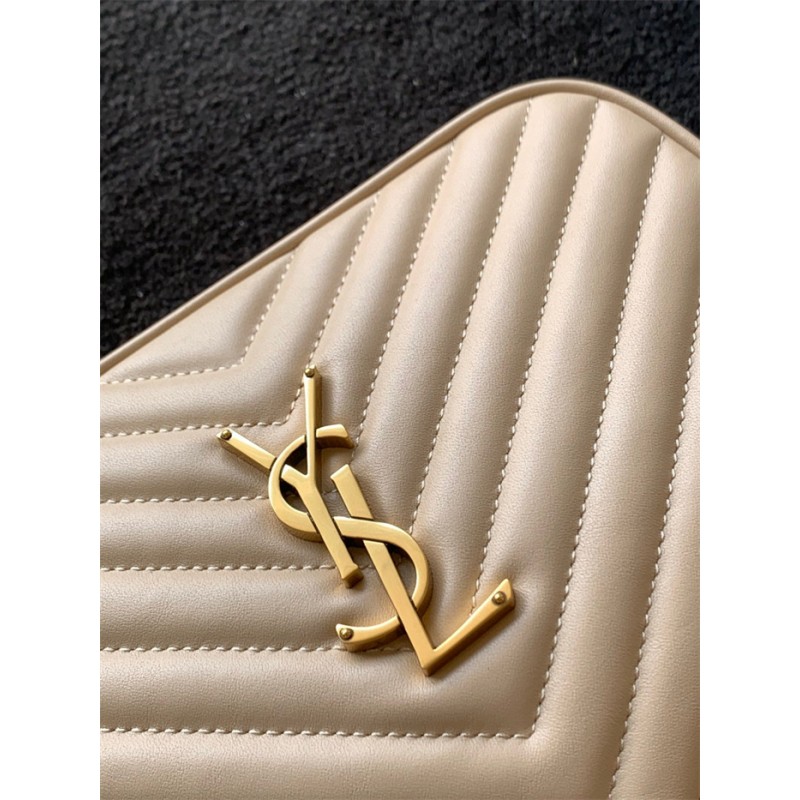 Saint Laurent YSL Lou Camera Bag in Quilted Leather Beige