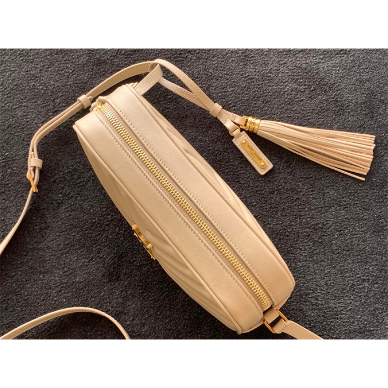 Saint Laurent YSL Lou Camera Bag in Quilted Leather Beige